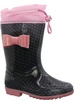 Kalosze dziecięce czarno-różowe ze ściągaczem American Club