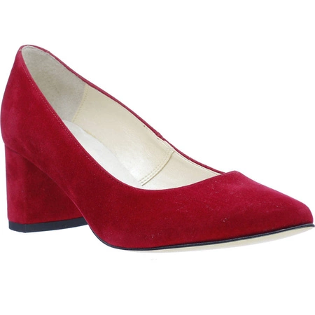 Czerwone czółenka damskie zamszowe na obcasie Massimo Lucchesi