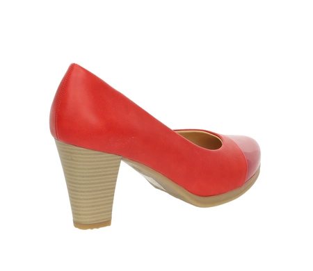 Czerwone komfortowe czółenka na wygodnym średnim obcasie Jezzio