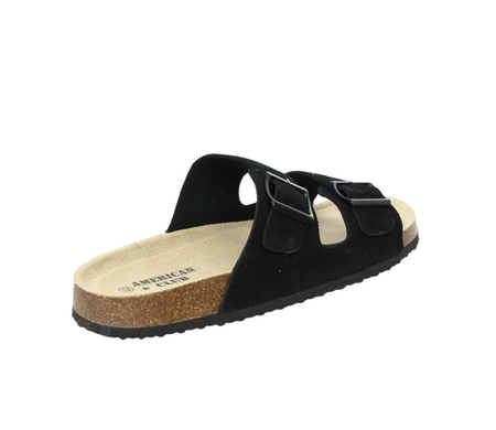 Czarne klapki męskie na dwóch regulowanych paskach korkowa podeszwa American Club