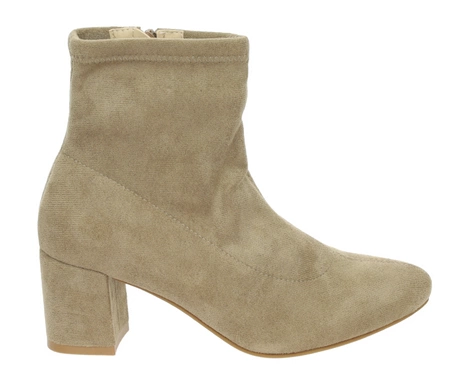 Beżowe zamszowe botki na wygodnym obcasie eleganckie Mirabel