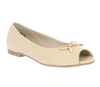 Beżowe baleriny damskie skórzane z odkrytymi palcami RYŁKO