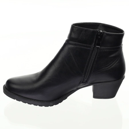 Czarne komfortowe buty zimowe na niskim obcasie Jezzi