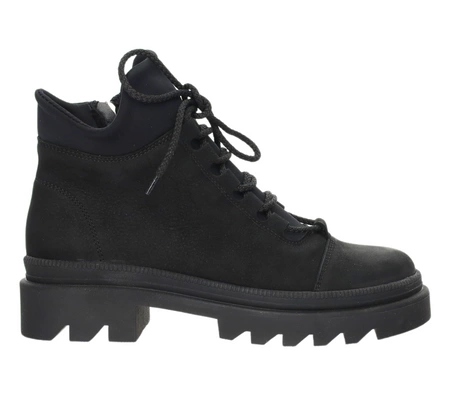 Czarne trapery damskie skórzane buty górskie Polskie Gino Fabiani