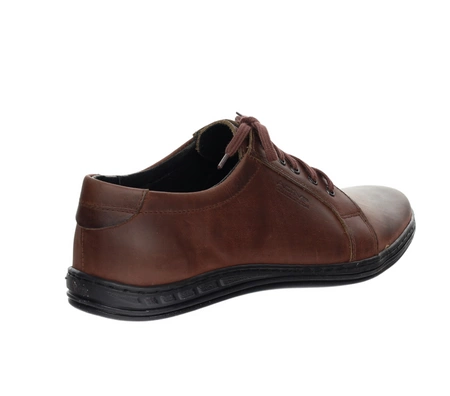 Brązowe skórzane półbuty męskie sportowe adidasy eleganckie POLBUT