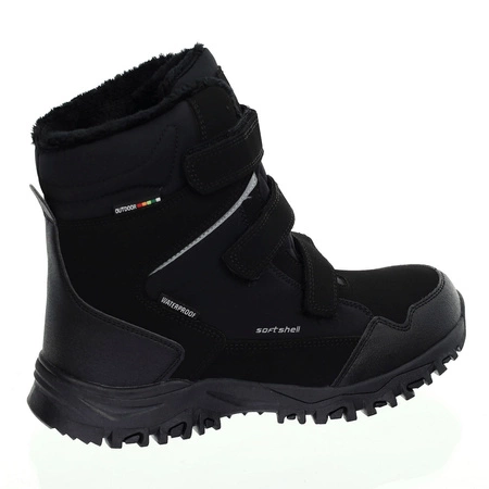 Nieprzemakalne czarne śniegowce na rzepy z odblaskami American Club