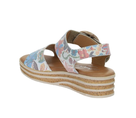 Kolorowe sandały damskie ze skóry naturalnej na grubej podeszwie Hiszpańskie El Pimpi