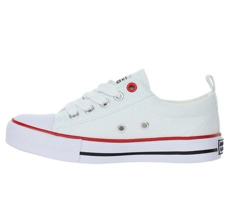 Białe trampki dziecięce sznurowane na białej grubej podeszwie American Club