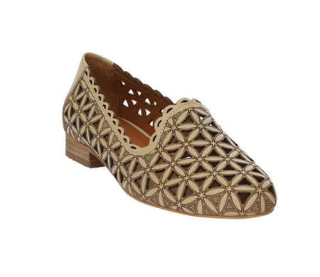 Ażurowe czółenka damskie eleganckie skórzane płaskie MODO