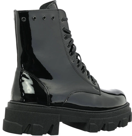 Traperki lakierowane skórzane botki damskie Gino Fabiani