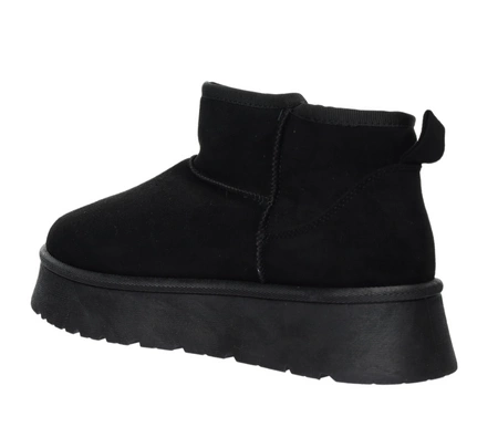Czarne zamszowe botki niskie na platformie EMU śniegowce mukluki- rozmiarówka zaniżona