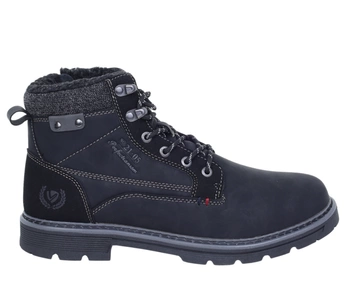 Czarne buty zimowe męskie trapery sznurowane i na zamek ciepłe NEWS