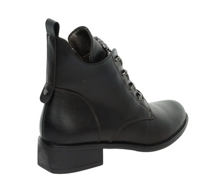 Eleganckie brązowe czekoladowe buty zimowe płaskie botki Jezzi