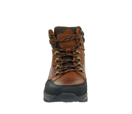 Brązowe czekoladowe trapery męskie buty zimowe skórzane American Club