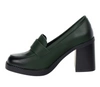 Ciemnozielone mokasyny damskie na obcasie i platformie Jezzi
