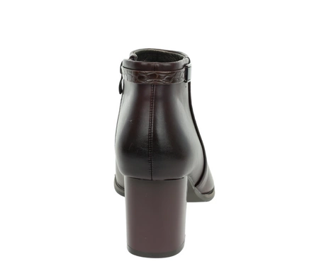 Bordowe botki damskie eleganckie na słupku półbuty zimowe Jezzi