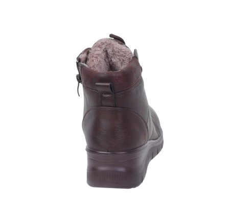 Brązowe trzewiki damskie komfortowe buty zimowe na zamek i sznurowadła Haidra