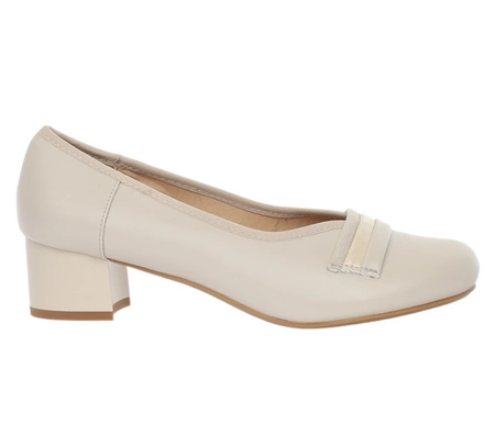 Komfortowe czółenka ze skórzaną wkładką na niskim obcasie Jezzi