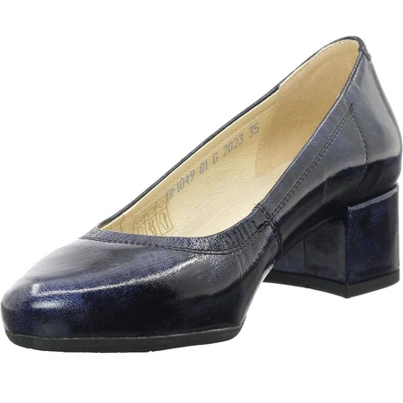 Skórzane polskie czółenka damskie na niskim obcasie Gino Fabiani