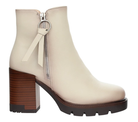 Eleganckie i modne botki na wysokim drewnianym obcasie i platformie VINCEZA