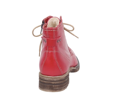 Czerwone klasyczne botki damskie zimowe ocieplane ze skóry naturalnej Polskie Gino Fabiani