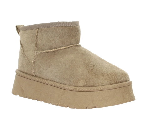 Beżowe zamszowe śniegowce EMU na platformie ciepłe botki- rozmiarówka zaniżona