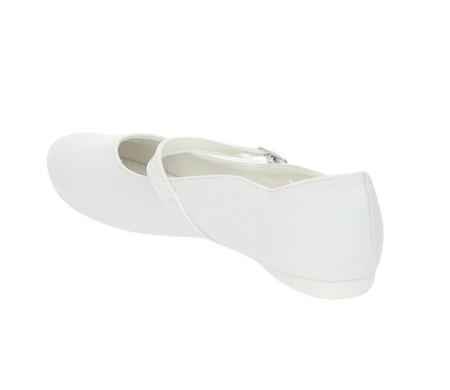 Białe czółenka dziewczęce baleriny z zapięciem komunijne American Club