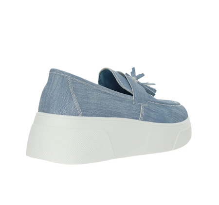 Niebieskie damskie mokasyny na białej platformie Mc Braun
