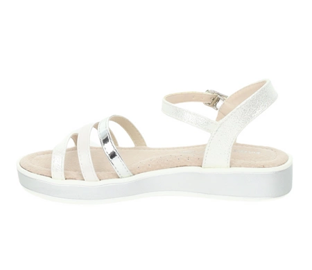 Białe sandały dziecięce dla dziewczynki na grubej podeszwie MissE