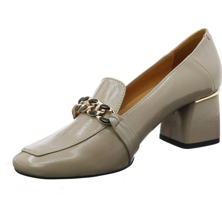 Czółenka skórzane taupe na obcasie lordsy Polskie Gino Fabiani