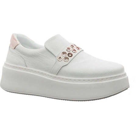 Białe półbuty damskie z włoskiej skóry naturalnej Gino Fabiani Kolekcja Premium