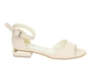 Beżowe sandały damskie zabudowane płaskie ślubne Azali - Produkt Polski