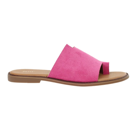 Fuksjowe klapki damskie płaskie różowe zamszowe Jezzi