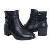 Czarne klasyczne botki damskie eleganckie na średnim obcasie komfortowe Jezzi