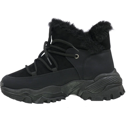Czarne sneakersy damskie zimowe ocieplane Jezzi