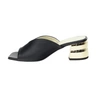 Czarne eleganckie klapki damskie na złotym obcasie AZALI