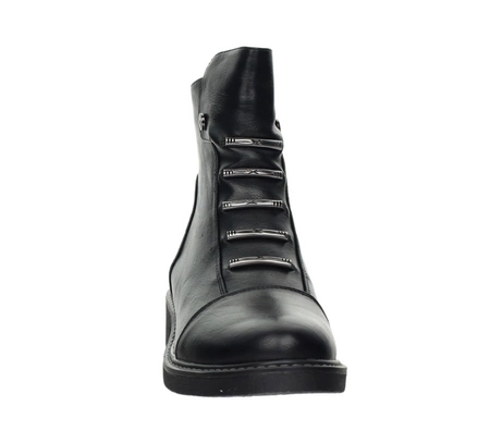 Botki damskie płaskie czarne komfortowe i eleganckie Jezzi