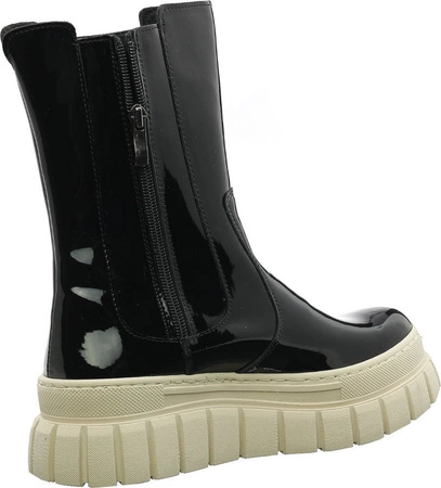 Lakierowane czarne botki skórzane na platformie Gino Fabiani 1651/5