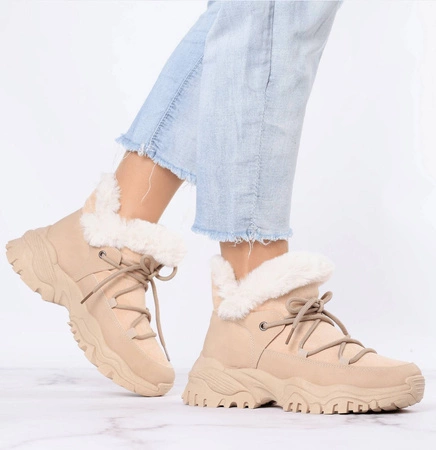 Śniegowce damskie sneakarsy ocieplane futerkiem Jezzi