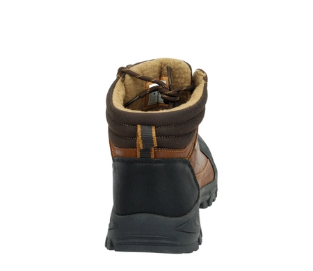 Brązowe czekoladowe trapery męskie buty zimowe skórzane American Club