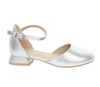 Srebrne eleganckie sandały dziecięce komunijne buty na niskim obcasie MissE