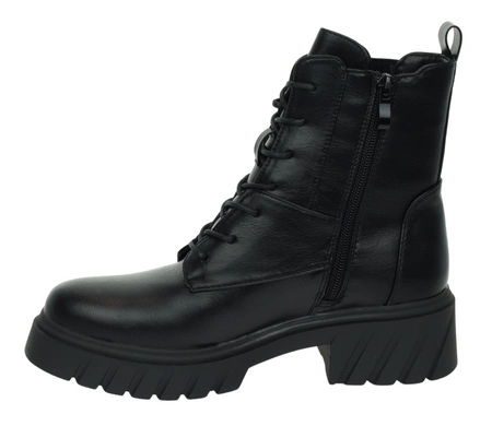 Czarne botki damskie na platformie ciężkie rokowe Jezzi