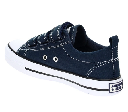 Granatowe trampki dziecięce na rzepy z białą podeszwą American Club