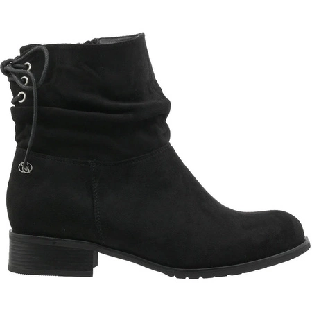 Czarne botki damskie płaskie zamszowe saszki Jezzi