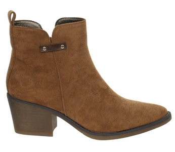 Brązowe botki na niskim obcasie typu kowbojki Katrin