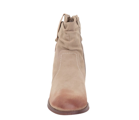 Beżowe botki damskie klasyczne saszki płaskie ocieplane Jezzi
