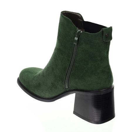 Zielone zamszowe botki damskie zimowe eleganckie i komfortowe Jezzi