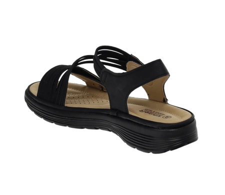 Czarne lekkie sandały damskie płaskie komfortowe na rzepy Jezzi