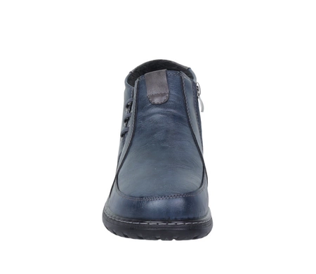 Granatowe trzewiki damskie ciepłe komfortowe buty zimowe UNISOFT