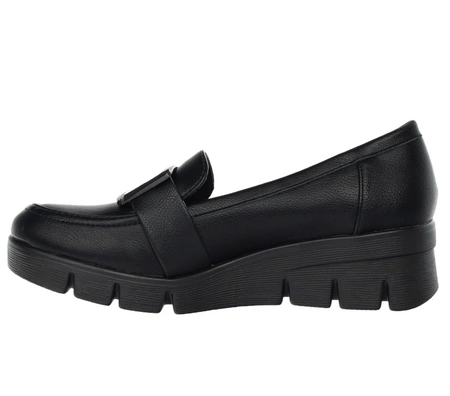 Komfortowe półbuty damskie wsuwane czółenka na niskiej koturnie Jezzi